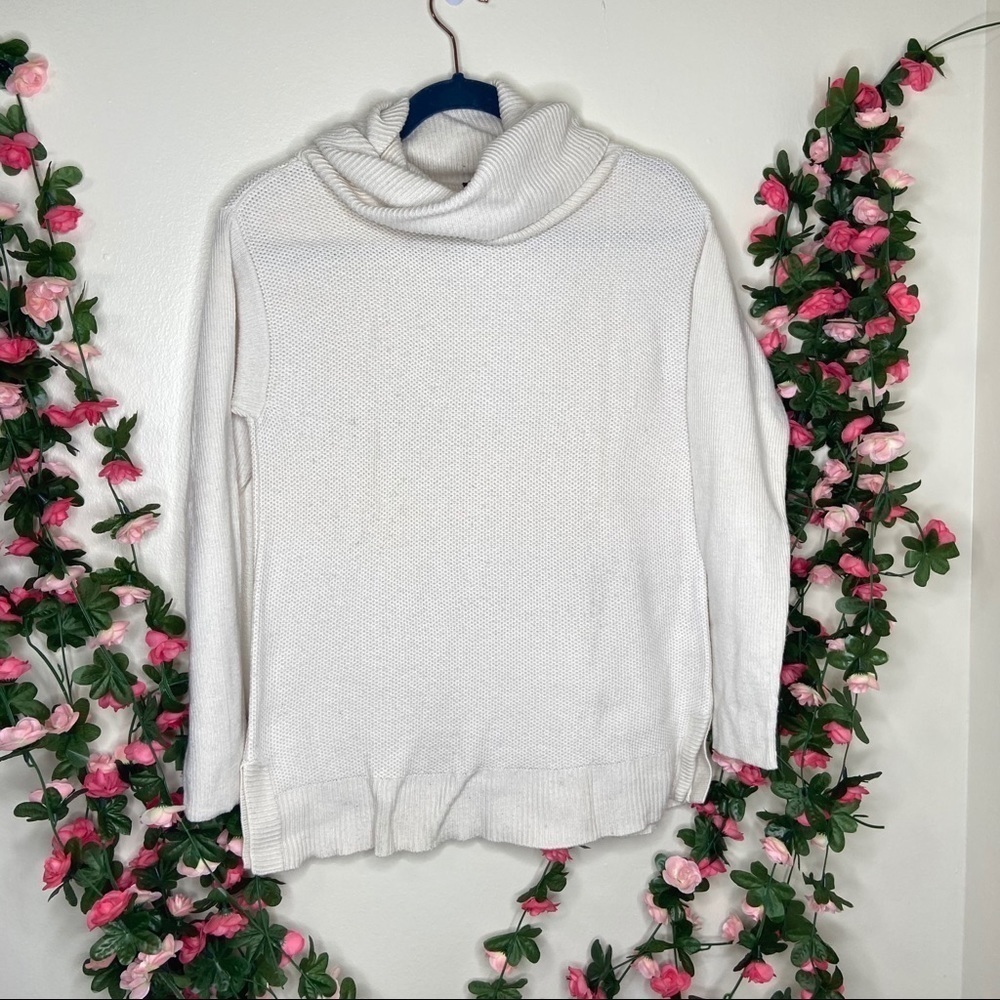 Talbots White Cream Cowlneck Sweater Lambswool Blend White MP Womens